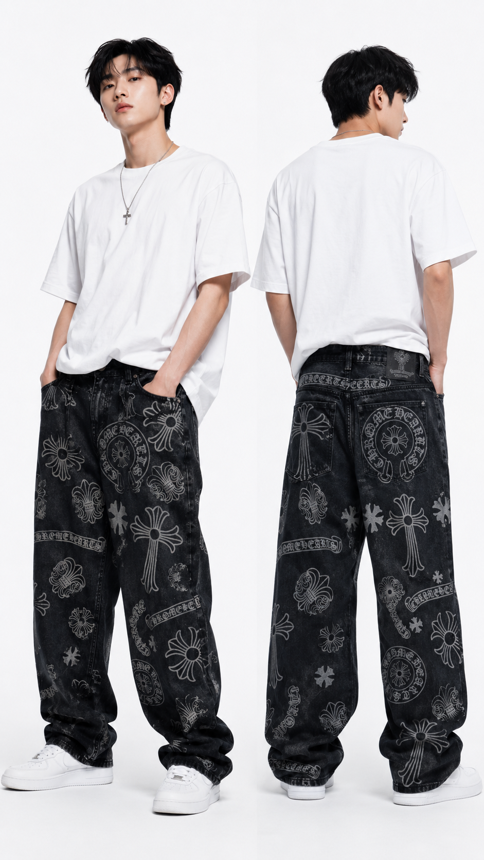 Vintage grunge baggy 3D Printed Jeans Q93