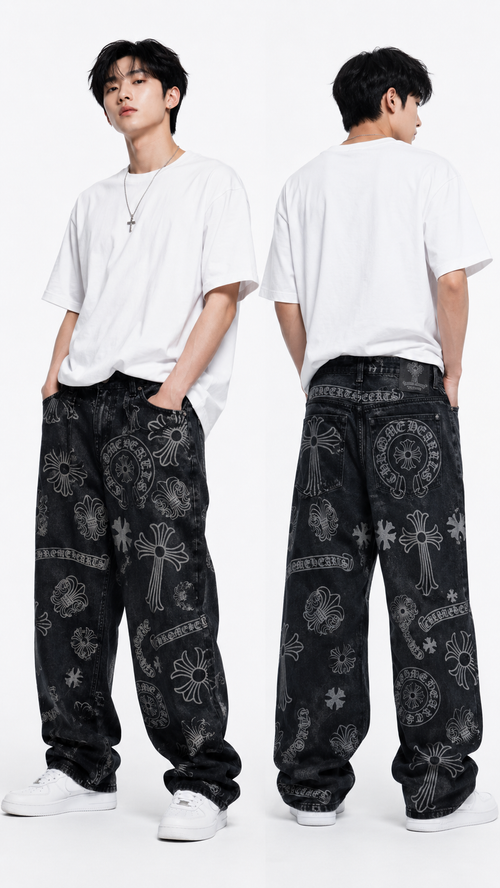 C-Heart Inspired Printed Jeans Q93