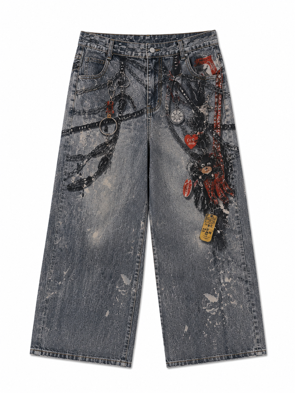 Vintage grunge baggy 3D Printed Jeans Q82
