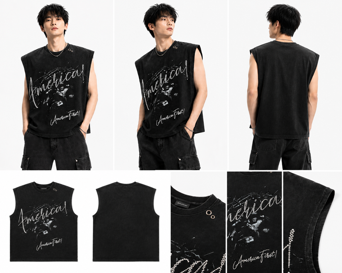 America Print Sleeveless Tee