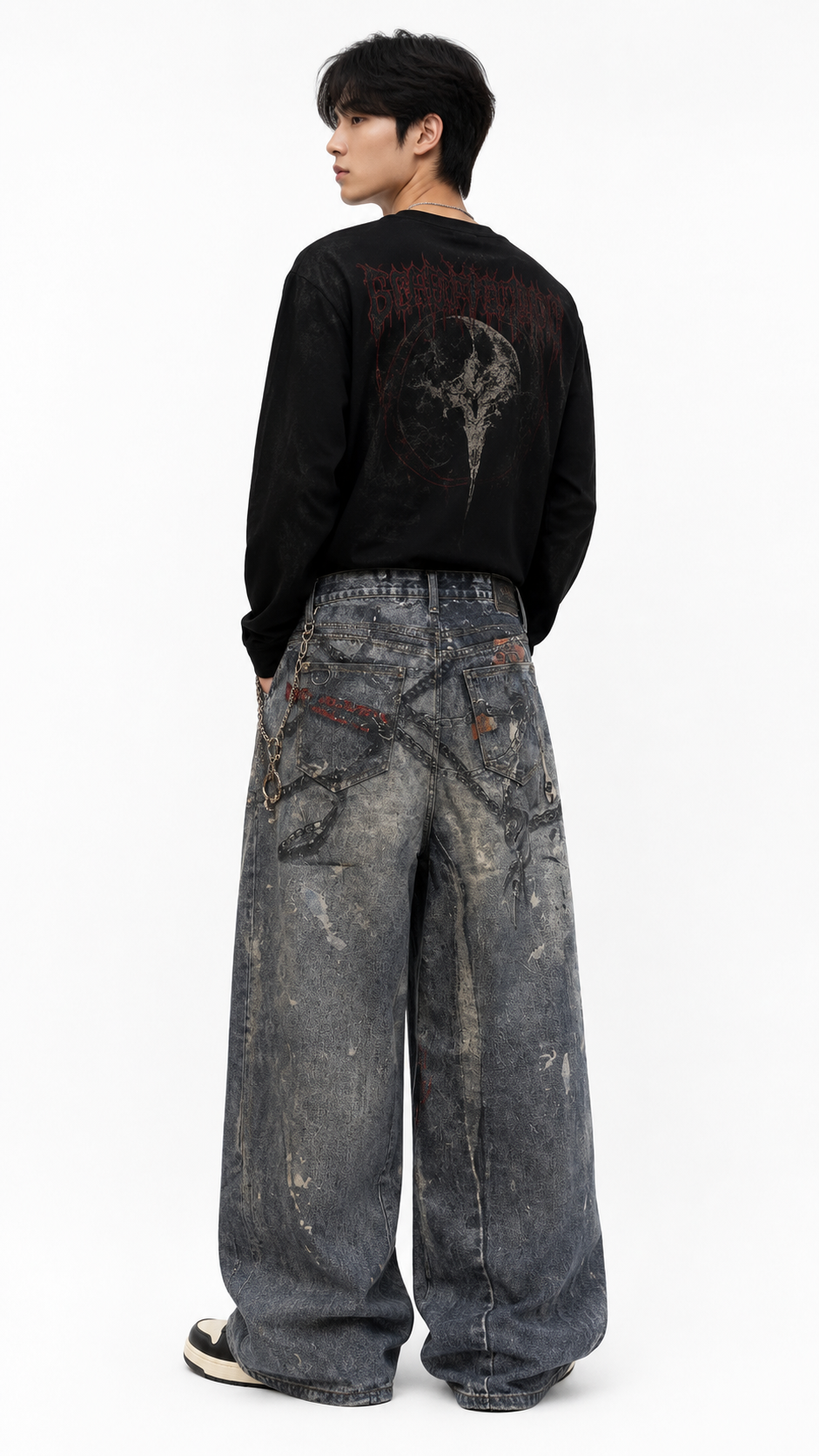Vintage grunge baggy 3D Printed Jeans Q82