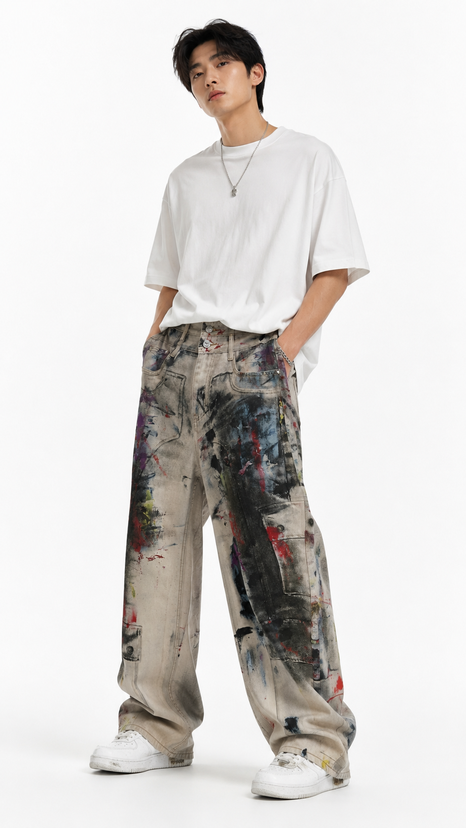 Vintage grunge baggy 3D Printed Jeans Q92