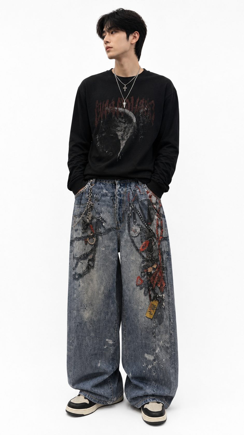Vintage grunge baggy 3D Printed Jeans Q82