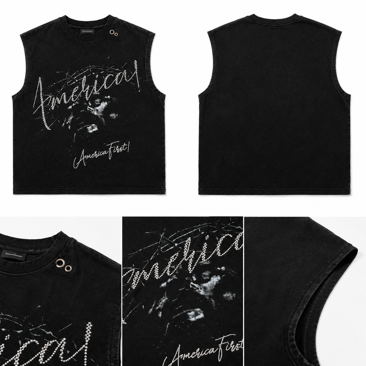 America Print Sleeveless Tee