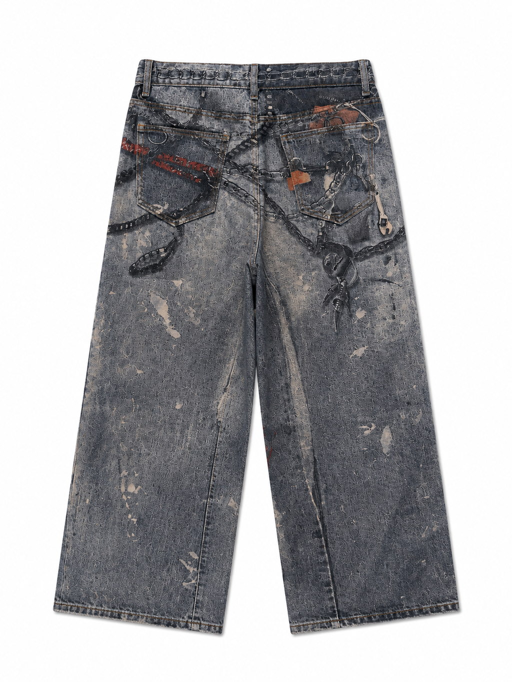 Vintage grunge baggy 3D Printed Jeans Q82