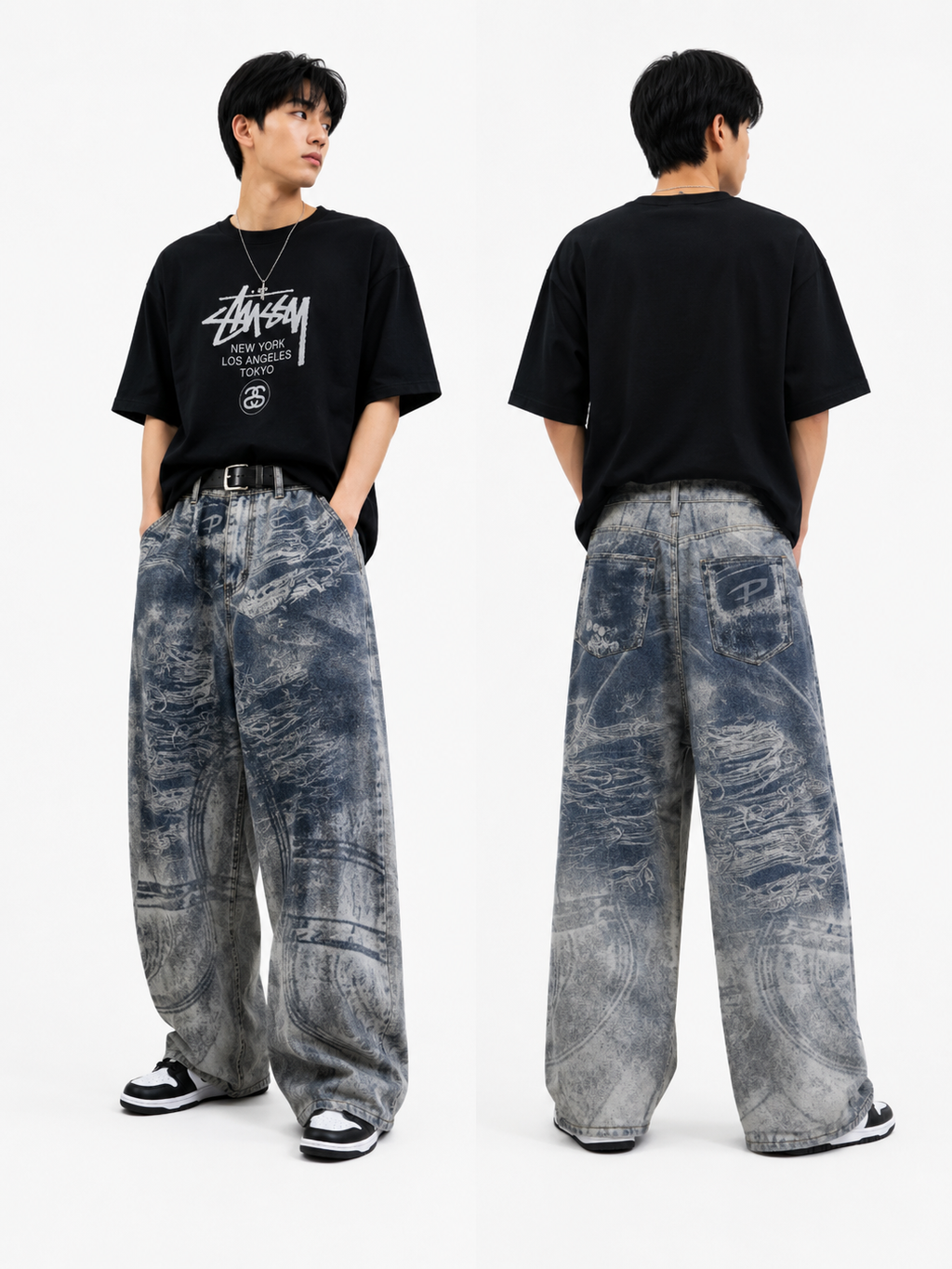 Vintage grunge baggy 3D Printed Jeans Q89