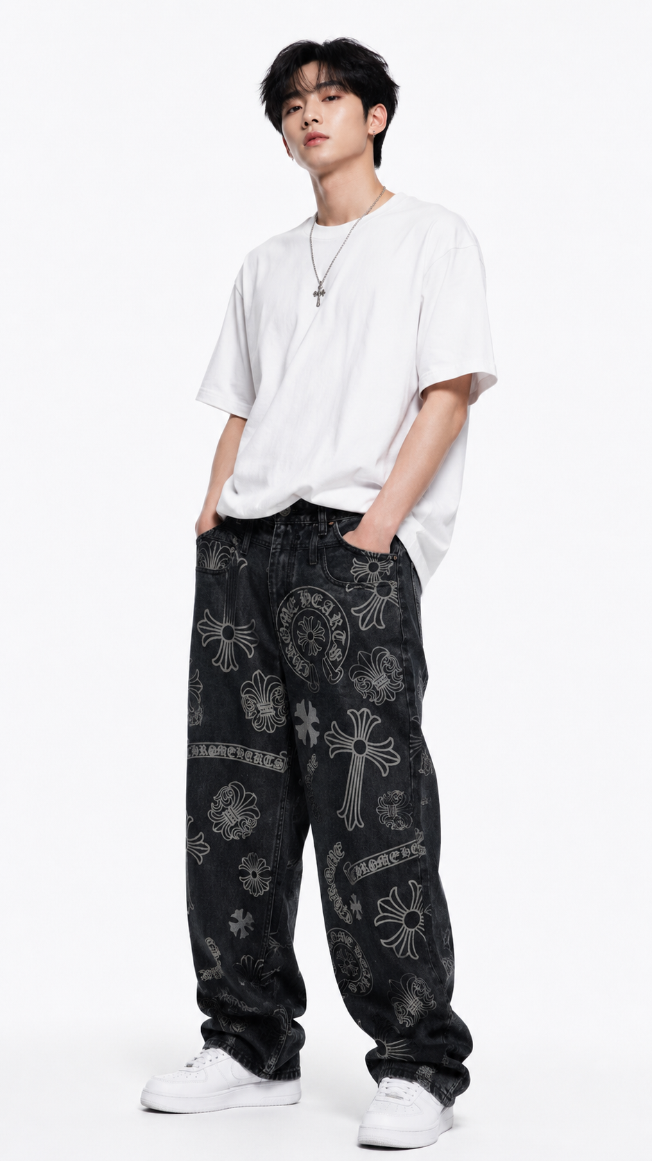 Vintage grunge baggy 3D Printed Jeans Q93