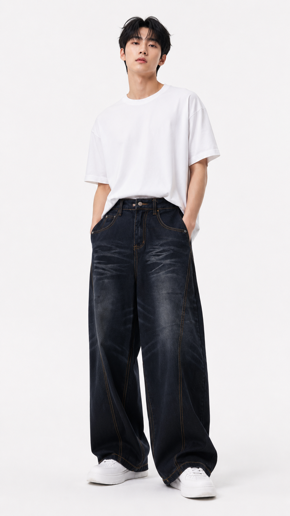 Vintage grunge baggy 3D Printed Jeans Q97