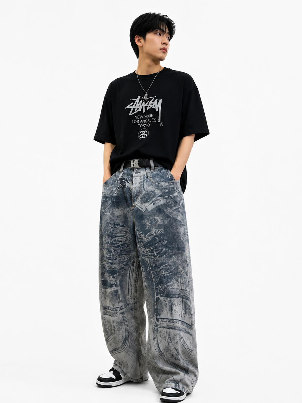 Vintage grunge baggy 3D Printed Jeans Q89