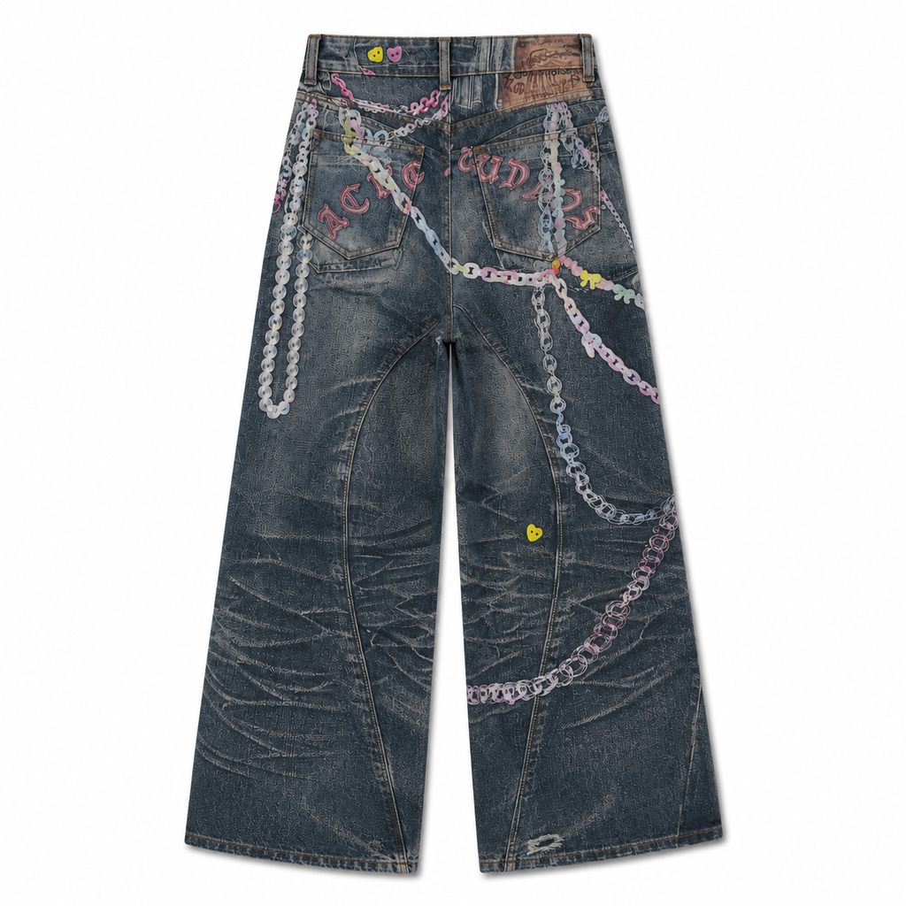 Vintage grunge baggy 3D Printed Jeans Q86